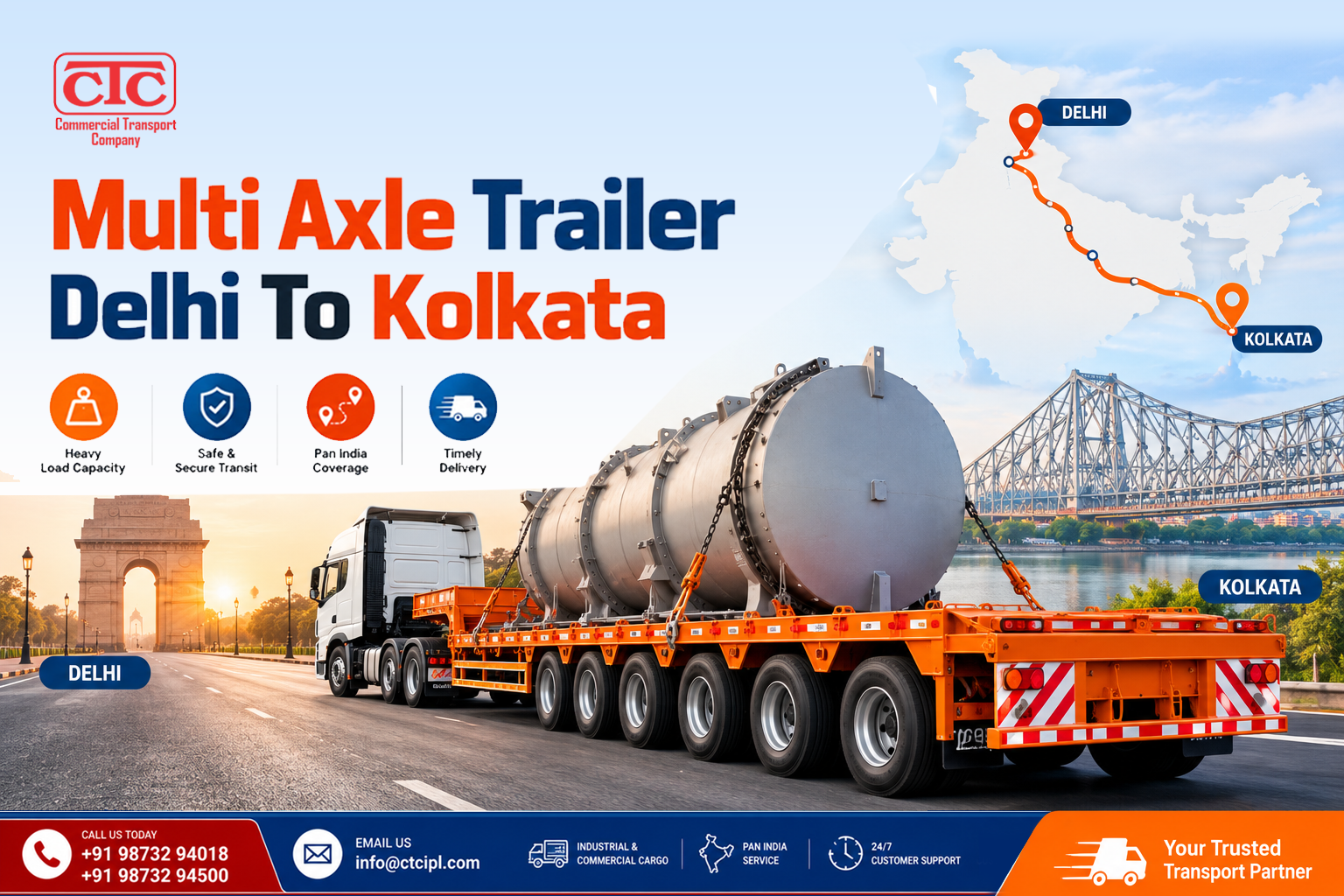 Multi Axle Trailer Delhi To Kolkata: Complete Transport Guide
